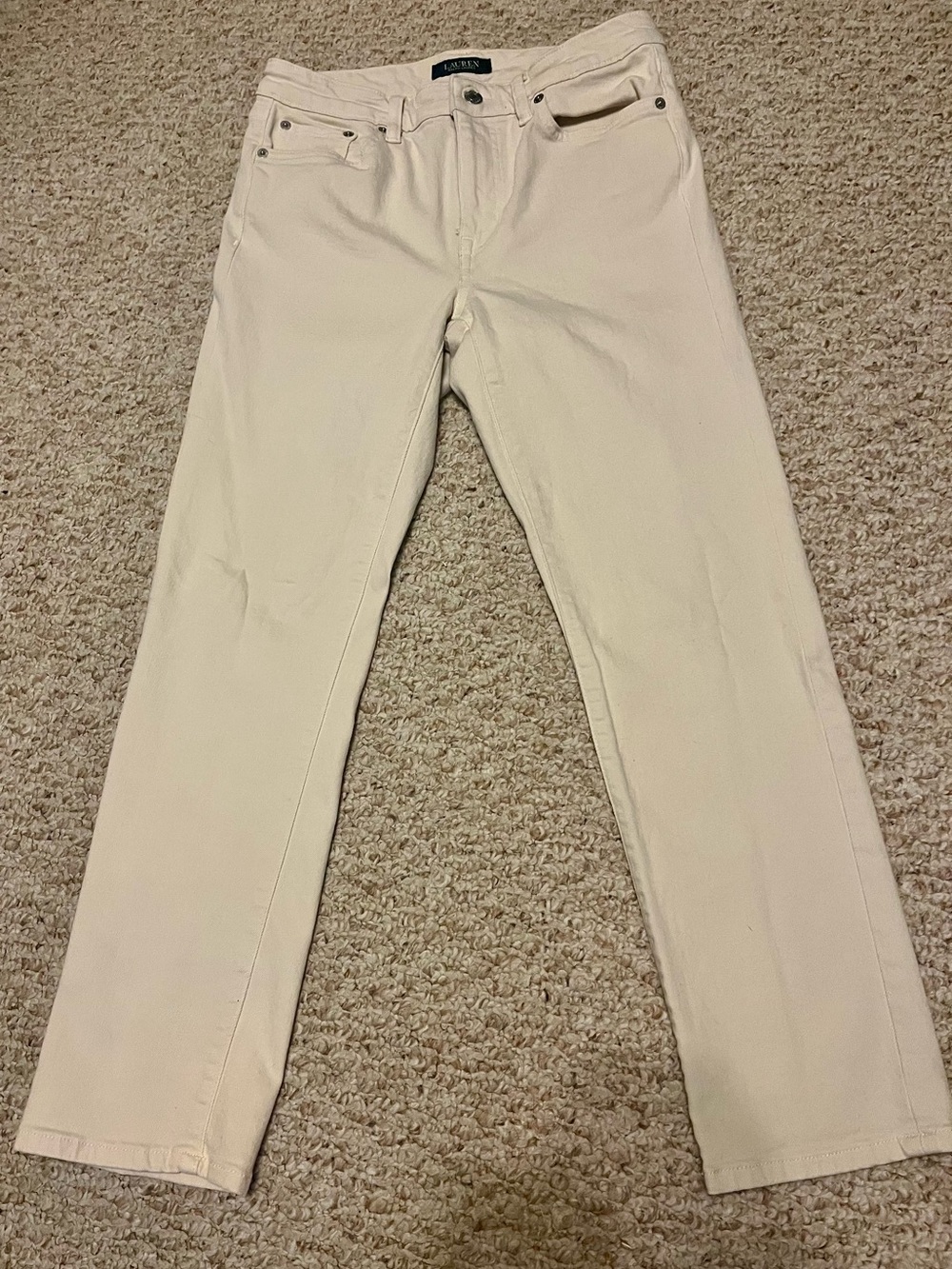Lauren Ralph Lauren Women’s Cream Straight-Leg Stretch Jeans